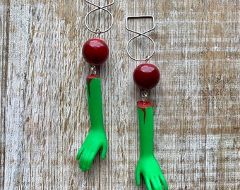 Zombie Tunnel Gauge Earrings Zombie Halloween Ear Weights Halloween Ear Hangers Witch Tunnels Witch Ear Weight Hangers Clip On Earrings