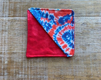 Marcador de tela con diseño de teñido anudado, marcador de tela colorido, marcador patriótico rojo, blanco y azul, regalo para amantes de los libros, marcapáginas de esquina con formas