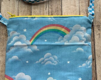 Fashion Culture Rainbow Rhinestone Half Moon Clutch