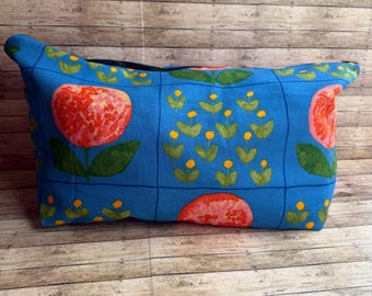 Massive Carryall Bag Huge Bag Getmany Canvas Fabric Large Zipper Bag Pouch Fabric Wallet Colorful Art Deco Zippered Bag Floral Blue Pouch