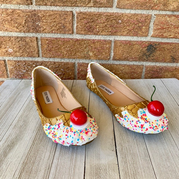 Vanille Ice Cream Sprinkles Enfants Flats Taille 5 Big Kids US Ice Cream Chaussures Ice Cream Flats Dessert Chaussures Enfants Ice Cream Chaussures