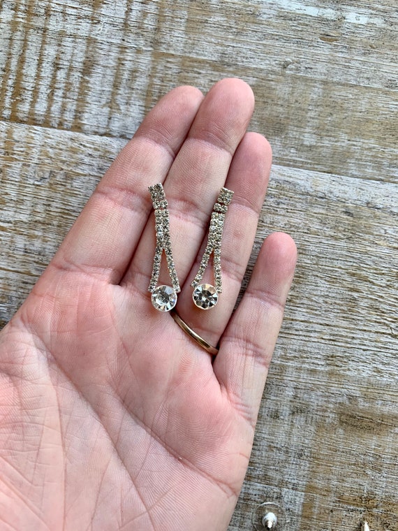 Vintage Rhinestone Wedding Earrings Clear Rhinesto