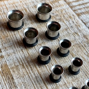 Surgical Steel Tunnel Gauges ONE PAIR 14g-00g Ear Gauges Sold As A Pair Tunnel Gauges Silver Tone Tunnels Steel Tunnels Silver Ear Gauges image 6