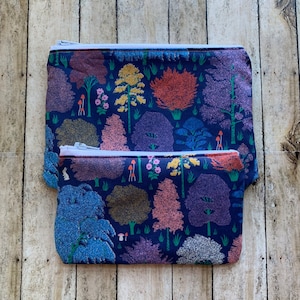 Trees in Forest Wallet SET Purse Cottagecore Tree Bag Coin Purse Zippered Pouch ID Holder Wallet Zipper Woodland Mushrooms Zipper Pouch