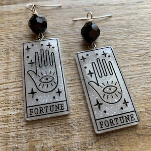 Tarot Ohrringe Fortune Tarot Karte Ohrringe Psychic Fortune Teller Wicca Gothic Ohrringe New Age Ohrclips Ohrhänger Ohrgewichte