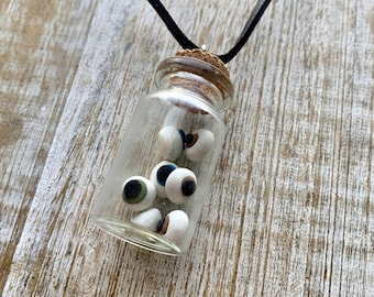 Eyeball Necklace Bottle Creepy Enemies Eyes in a Jar Strange Jewelry Oddity Creepycore Halloween Weirdcore Eyeball Vial Necklace Weird