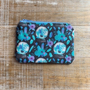 Monedero con forma de bola de la fortuna, monedero de Halloween, monedero wiccan, portadocumentos, bolsa de tela, bolsa con cremallera psíquica, regalo gótico con calavera de cuarzo
