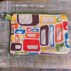 Retro Mod Wallet Purse Abstract MCM 70s Keychain Bag Coin Purse Retro Mod Squares Vintage Wallet ID Holder Fabric Wallet 1970s Aesthetic