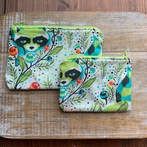 Tula Pink Raccoon Wallet Purse Lime Green Bag Raccoon Coin Purse Bag Tula Pink Neon Wallet ID Holder Fabric Wallet Raccoon Zipper Bag Set
