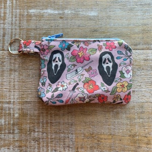 Monedero de Halloween, bolso de Halloween, monedero, billetera negra con fantasma, soporte para rostro, bolso de tela, bolsa gótica con cremallera, ataúd, película de terror de Halloween