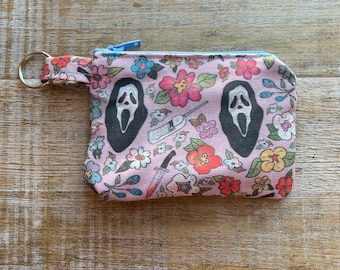 Halloween Coin Purse Halloween Bag Coin Purse Black Ghost Wallet Face Holder Fabric Bag Gothic Zipper Pouch Coffin Halloween  Horror Movie