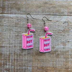Fresh Boy Tears Earrings Kawaii Pastel Pink Cry 90s Aesthetic Earrings Boy Tears Pastel Funny Clip On Earrings Ear Hangers Gauges Ear Weight