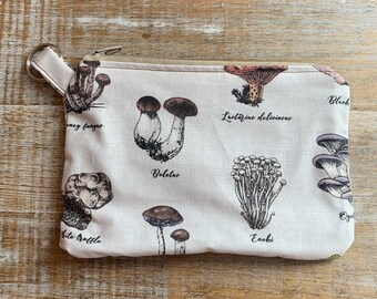 Mushroom Wallet Purse Cottagecore Keychain Bag Coin Purse Mushrooms Zippered Pouch ID Holder Wallet Zipper Hippie Cottagecore Zipper Pouch