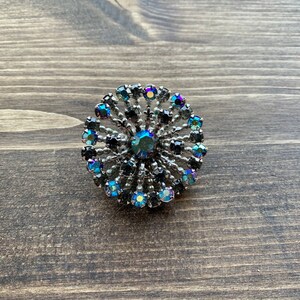 Vintage Rhinestone Brooch Blue Rhinestone Pin Vintage Pin Flower Brooch Rhinestone Pin Vintage Brooch Flower Brooch Flower Pin