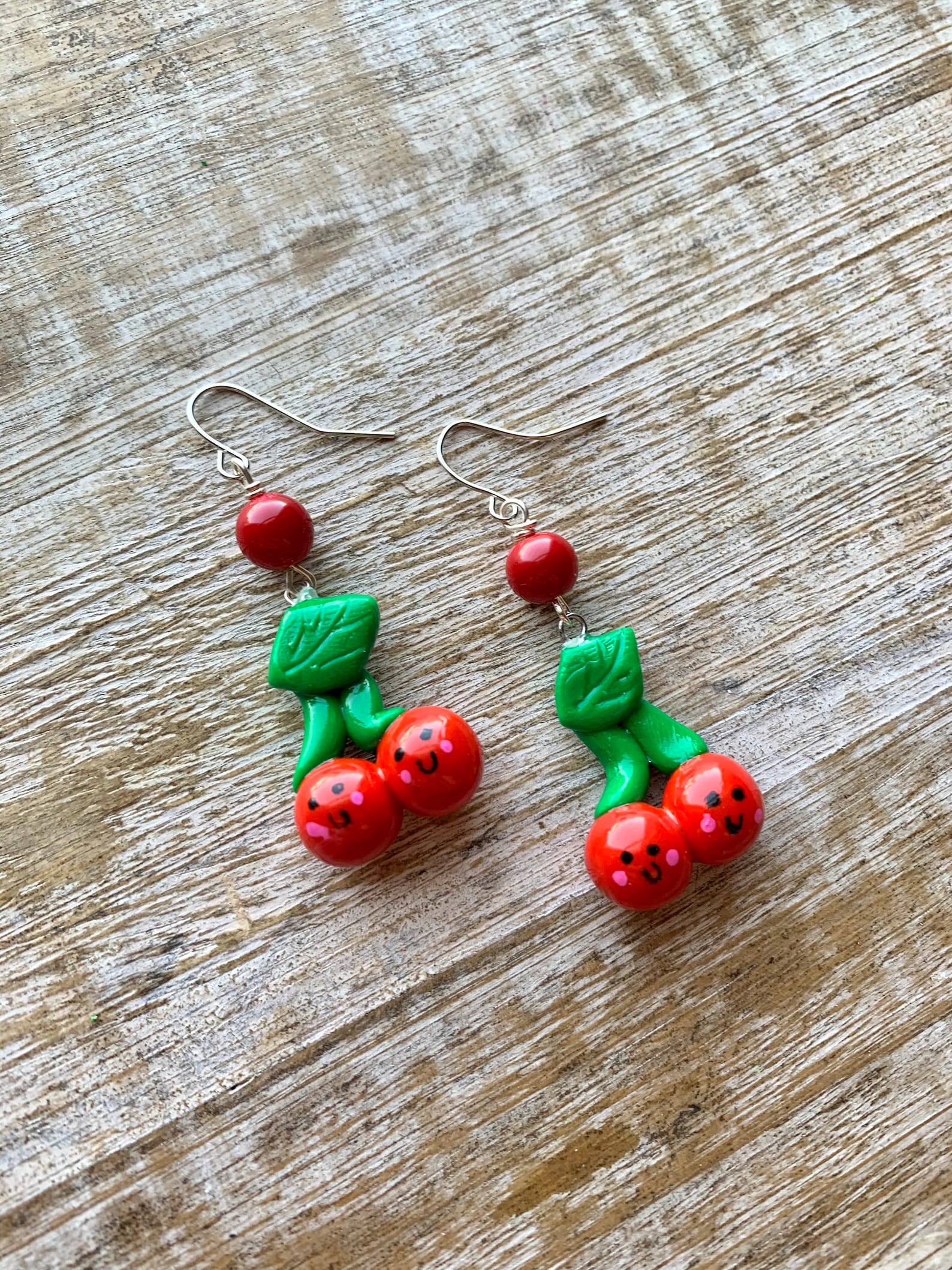 Cherry Earrings Fruit Polymer Clay Earrings Cherries Earrings Etsy