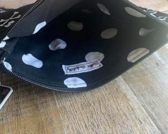 BARPERY Halloween-Make-up-Tasche – Lustiges Skelett-Design, Aus Leinen, 19x25 Cm, Für Kosmetik & Accessoires