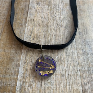 Taurus Astrology Star Signs Necklace Resin Purple Necklace Astrology Sign Necklace Gift Constellation Jewelry Zodiac Necklace Taurus Choker