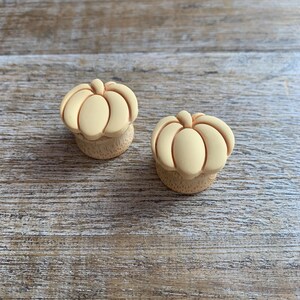May include: Two small, light orange pumpkin-shaped wooden knobs.
