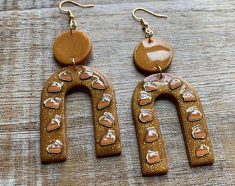 Pumpkin Pie Earrings Polymer Clay Earrings Pumpkin Pie Earrings Miniature Pie Earrings Kawaii Food Dessert Clip On Earrings Ear Hangers