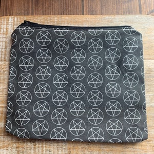 Bolsa de maquillaje con pentagrama, monedero gótico, wicca, monedero gótico, bolsa de cosméticos, bolsa con pentagrama, estuche con cremallera, portadocumentos, billetera de tela, bolsa con cremallera