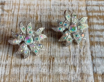 Boucles D'oreilles Strass Vert Vintage - Neuf Parfait état - Modèle Clips - Années 50