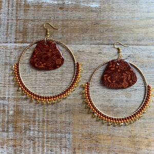 Halloween Hoop Bronze Herbst Kürbis Bead Creolen Braun genäht Hoop Matt Orange Tunnel Gauge Geschenk Statement Creolen Halloween