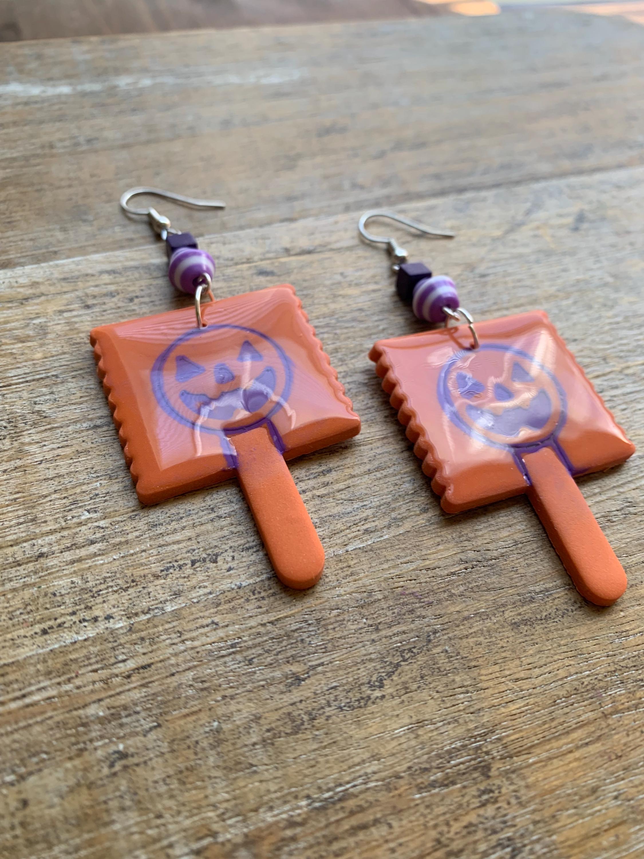 Boucles D'oreilles Avon Halloween – Citrouille Pendantes Argent Et émail – Neuf Sans Boîte