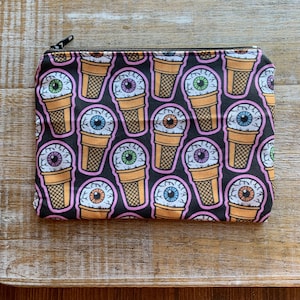 Monedero de Halloween, monedero, bolsa Ice Scream, monedero, billetera Eye Scream, portadocumentos, bolsa de tela, bolsa con cremallera I've Cream, regalo gótico, bolsa de rareza