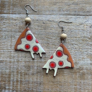 Pizza Kawaii Earrings Polymer Clay Pizza Dangle Cheese Pizza Jewelry Pepperoni Pizza Gift Pizza Jewelry Pizza Clip On Earrings Ear Hangers
