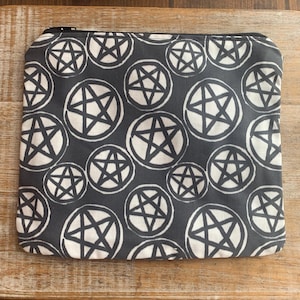 Bolsa de maquillaje con pentagrama, monedero gótico, wicca, monedero gótico, bolsa de cosméticos, bolsa con pentagrama, estuche con cremallera, portadocumentos, billetera de tela, bolsa con cremallera