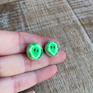 Alien Clay Earrings Clay Hand-painted Earrings Extraterrestrial Earrings Space Earrings Alien Gift Alien Stud Earrings