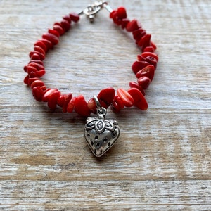 Red Coral Strawberry Bracelet