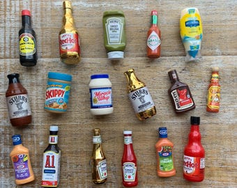 ONE Condiments Miniature Fridge Magnet Handmade Mini Brand Fridge Magnets Food Refrigerator Magnets Funny Food Magnets Dipping Sauce Magnet