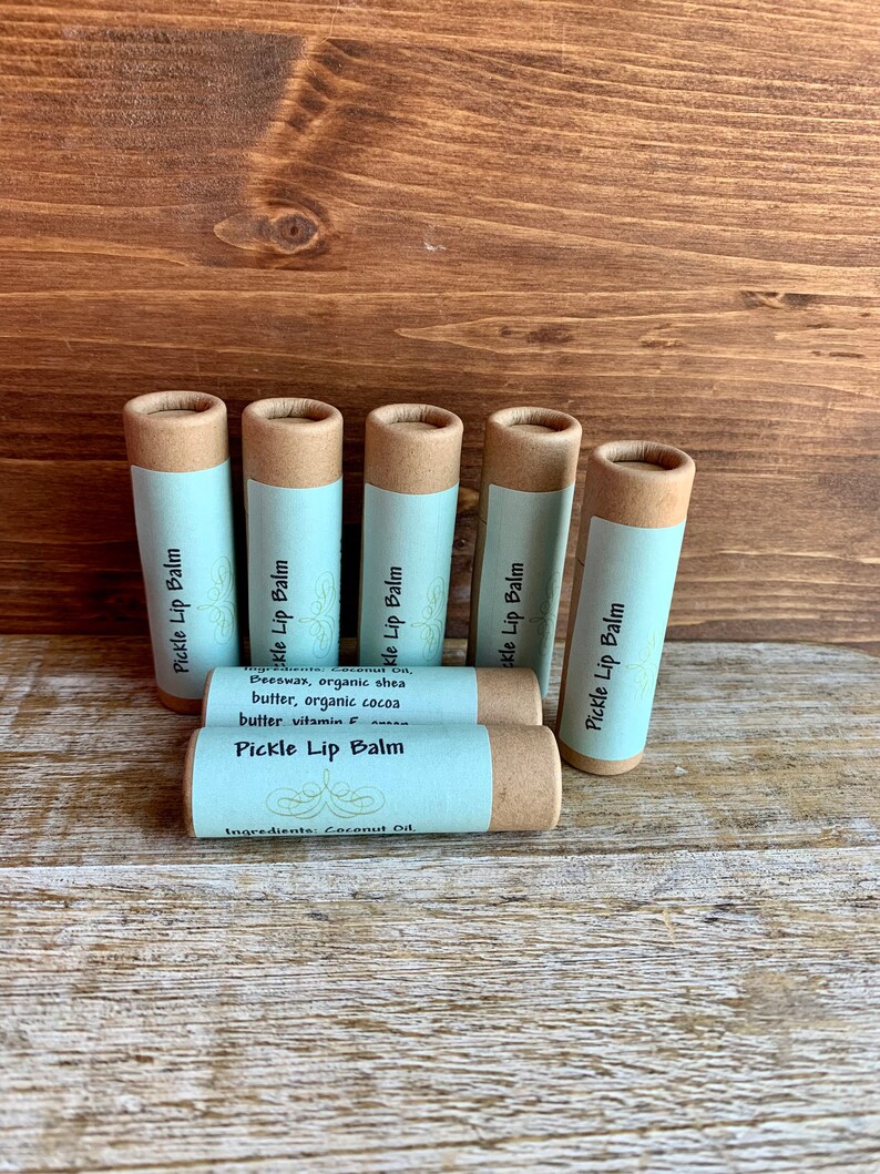 Pickle Lip Balm Eco Friendly Lip Balms Natural Plastic-free Packaging Zero Waste Chapstick Earth Friendly Sustainable Biodegradable Pickle image 1