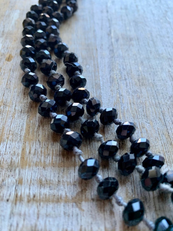 Vintage Crystal Beaded Necklace Extra Long Black … - image 5