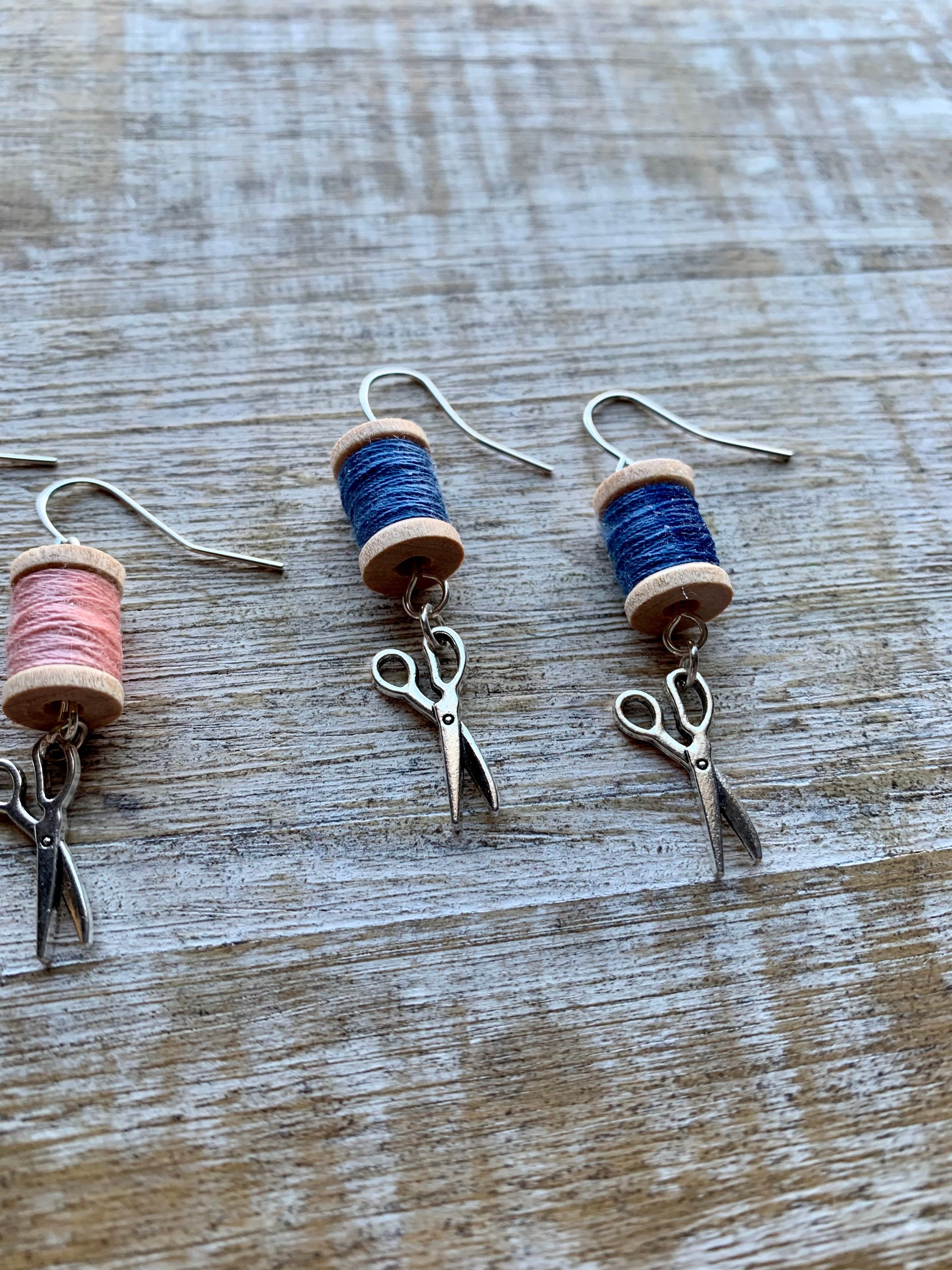 Sewing Thread Earrings Sew Mini Thread Spool Dangle Earrings Etsy