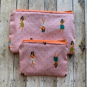 Hula menina carteira bolsa de moedas conjunto hula menina bolsa de moedas havaí com zíper bolsa tropical carteira zíper hula menina havaiano zíper bolsa