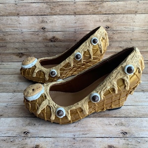 Chocolate Chip Cookie Ice Cream Chocolate Chips Whipped Cream Topping Size 5.5 US Wedge Heels Ice Cream Shoes Ice Cream High Heels