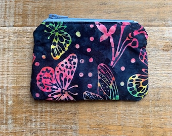 Butterfly Coin Purse Cottagecore Wallet Navy Blue Bag Coin Purse Rainbow Zippered ID Holder Wallet Zipper Butterfly Insect Zipper Pouch