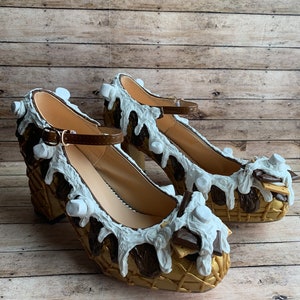 S’mores Ice Cream Block Heels Size 8 US Ice Cream Shoes Ice Cream High Heels Block Heels Smores Block Heels Smores Shoes Ice Cream