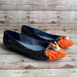 Halloween Ice Cream Shoes Candy Corn Shoes Memory Foam Women&#39;s Flats size 7.5 Ice Cream Shoes Ice Cream Flats Halloween Shoes