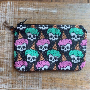 Keychain ID Holder Wallet - Sugar Skull - Leather Keychain ID Holder Wallet - Sugar Skull - Leather