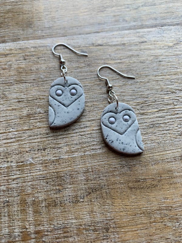 Owl Polymer Clay Earrings Ear Weights Bird Ear Hangers Owl Clay Barn Owl Snow Owl Tunnel Gauge Woodl