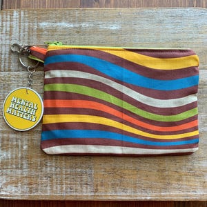 Monedero retro moderno abstracto MCM de los años 70, llavero, monedero, monedero retro moderno con cuadrados, billetera vintage, tarjetero de identificación, billetera de tela, estética de los años 70