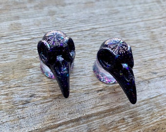 Elementals Organics Stainless Steel Ear Plug Ear Gauges with Native American Bird Head Bone Inlay Elementals Organics Stainless Steel Ear Plug Ear Gauges with Native American Bird Head Bone Inlay
