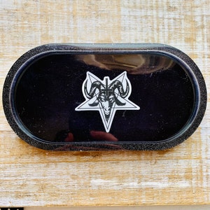 Baphomet Gothic Trinket Jewelry Wicca Jewelry Tray Satanic Coin Tray Pentagram Trinket Tray Resin Oddity Trinket Tray