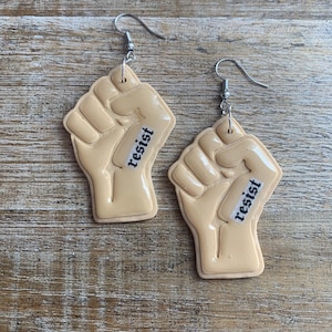 Resist Earrings Activist Human Rights BLM Statement Activist Social Justice Earrings Clip Ons Earrings Resistance Fist Clip Ear Hangers
