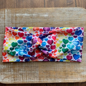Stretch Headbands Knotted Headbands Twist Headband Stretchy Soft Rainbow Headband Gay Pride Headband Hearts Headwrap