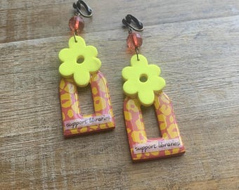 Read Banned Books Clip On Earrings Reader Booktok Cute Book Girl Book Ban Earrings Daisy Leopard Support Libraries Ear Hangers Banned Book