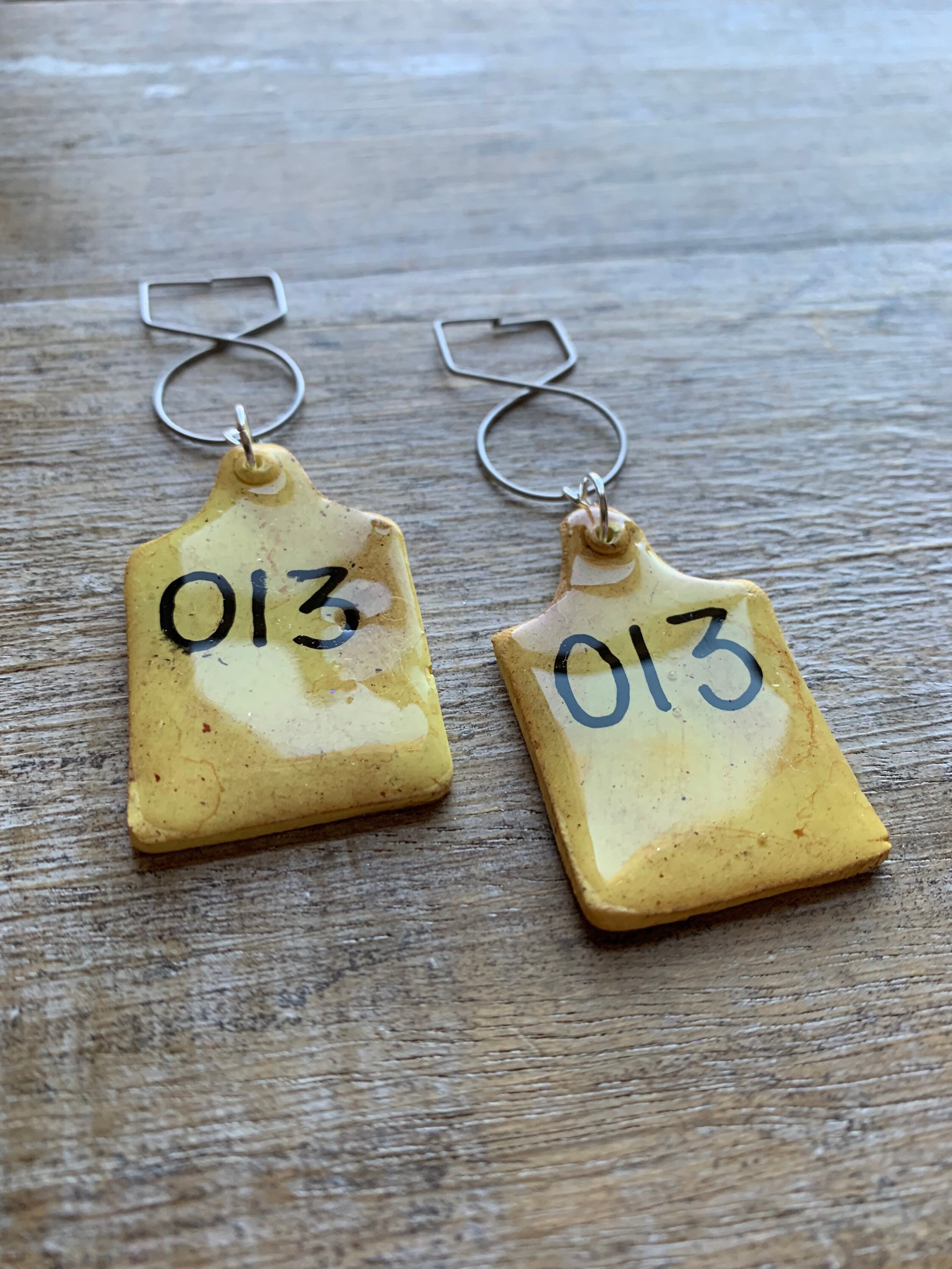 Cow cheap tag earrings